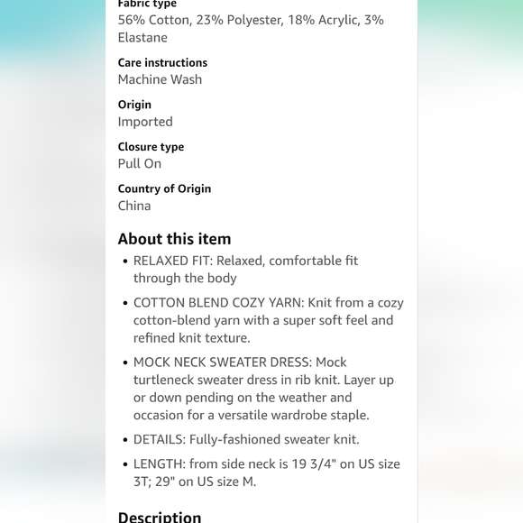 *NWT Amazon Essentials Girls Soft Touch Long-Sleeve Mock Neck Sweater - Picture 5 of 7